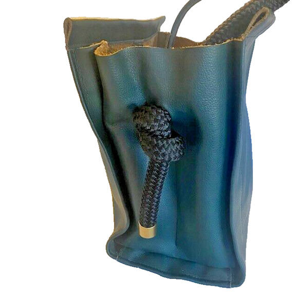 ZUCCA The YACHT ROPE BAG Rope Handle Green Leather Purse Tote Bucket Bag RARE - Picture 2 of 8